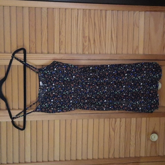H&M Divided Skull Rose Print Adjustable Spaghetti Strap Dress Size 4 - Picture 1 of 8